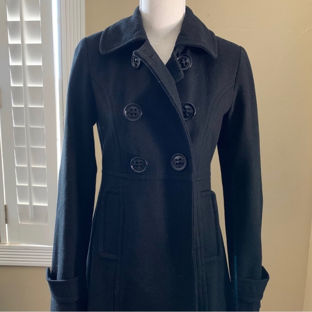 Black wool peat coat jacket